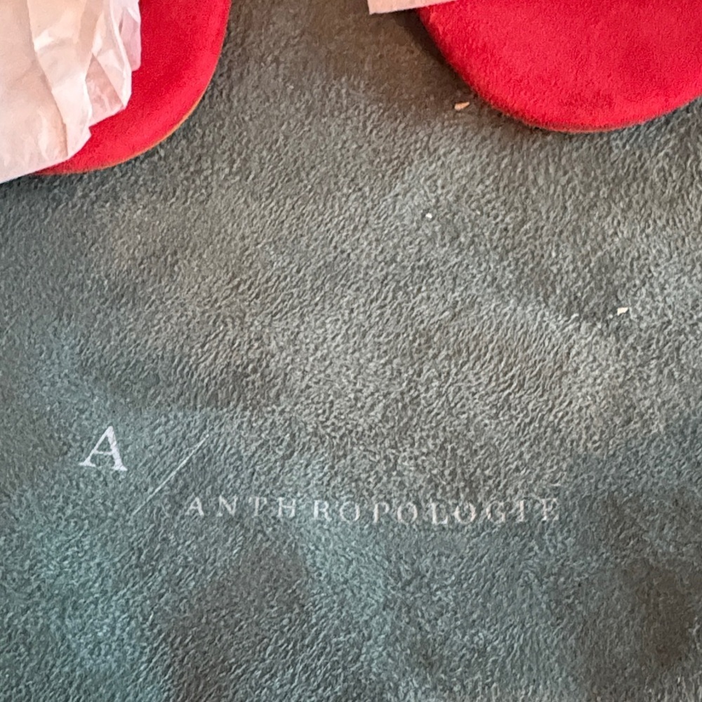 Anthropology Red Tassel Sling Back. Size 10 - Picture 2 of 11